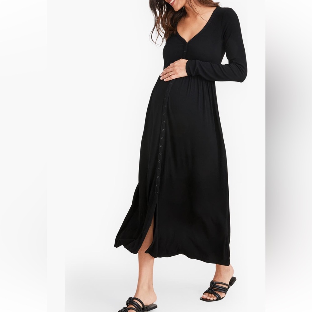 Hatch the softest rib long sleeve maternity/nursing dress